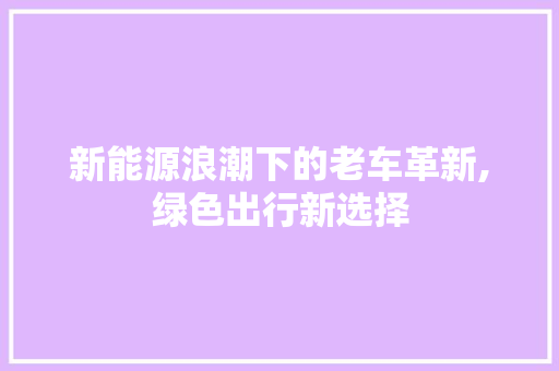 新能源浪潮下的老车革新,绿色出行新选择