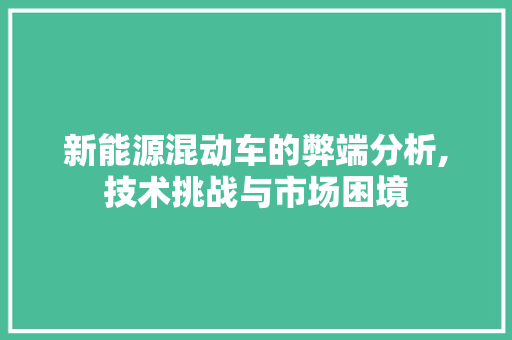 新能源混动车的弊端分析,技术挑战与市场困境