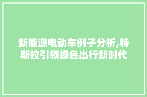 新能源电动车例子分析,特斯拉引领绿色出行新时代