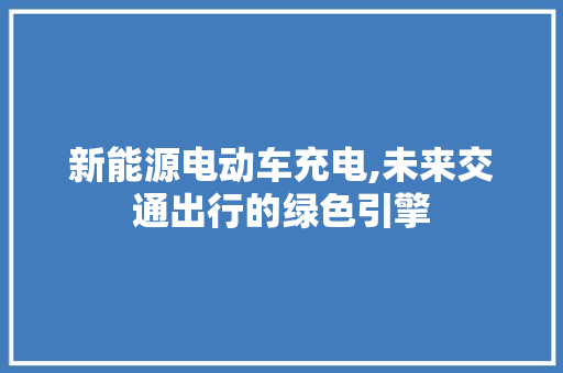 新能源电动车充电,未来交通出行的绿色引擎