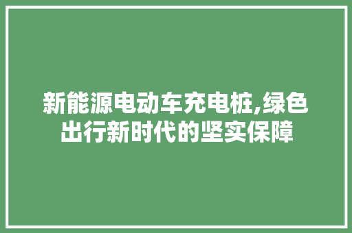 新能源电动车充电桩,绿色出行新时代的坚实保障