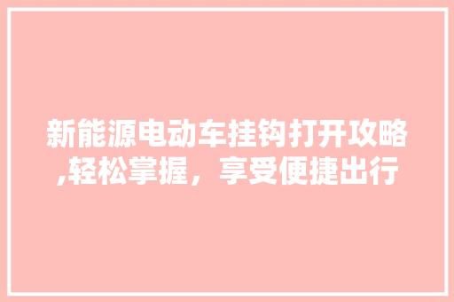 新能源电动车挂钩打开攻略,轻松掌握，享受便捷出行