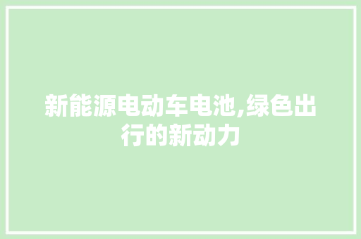 新能源电动车电池,绿色出行的新动力