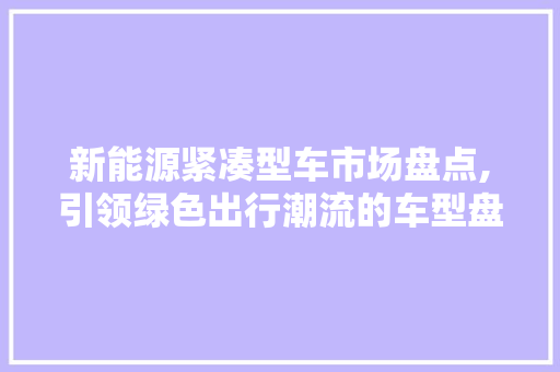 新能源紧凑型车市场盘点,引领绿色出行潮流的车型盘点