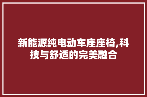 新能源纯电动车座座椅,科技与舒适的完美融合