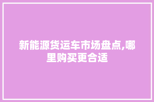 新能源货运车市场盘点,哪里购买更合适