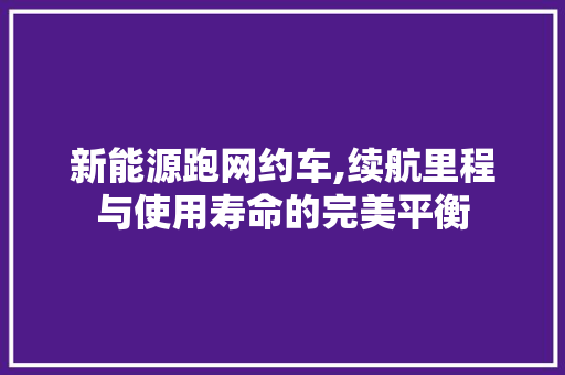 新能源跑网约车,续航里程与使用寿命的完美平衡