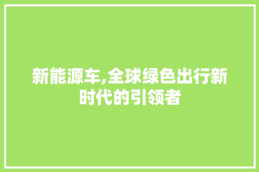 新能源车,全球绿色出行新时代的引领者