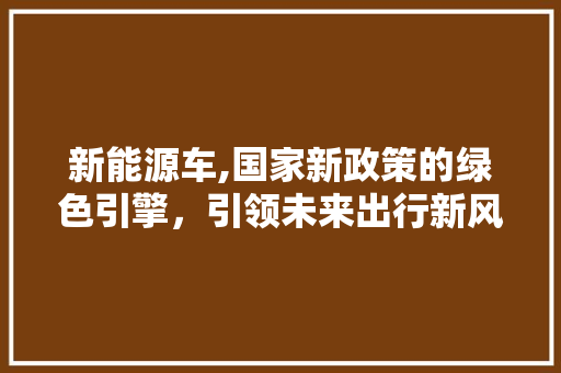 新能源车,国家新政策的绿色引擎，引领未来出行新风尚