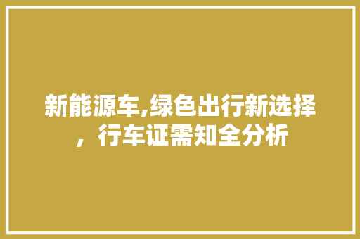 新能源车,绿色出行新选择，行车证需知全分析