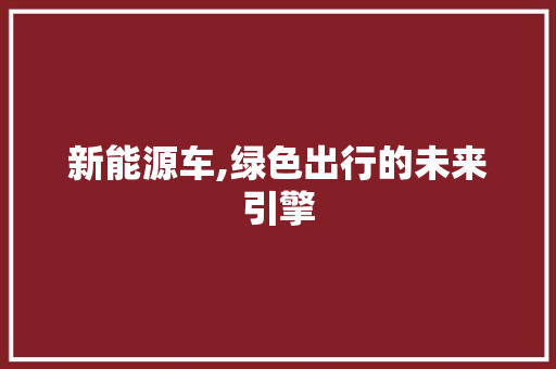 新能源车,绿色出行的未来引擎