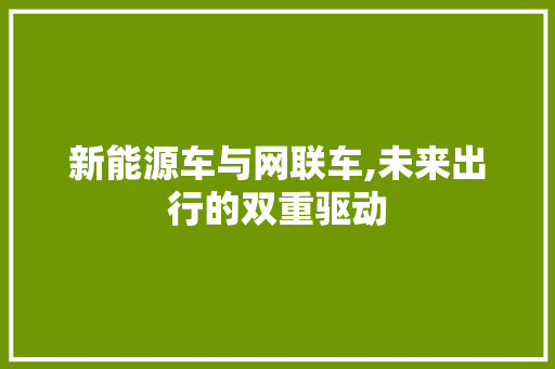 新能源车与网联车,未来出行的双重驱动