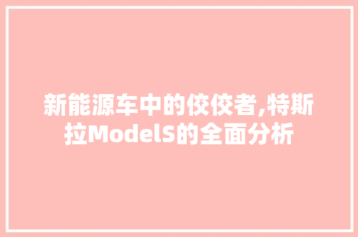 新能源车中的佼佼者,特斯拉ModelS的全面分析