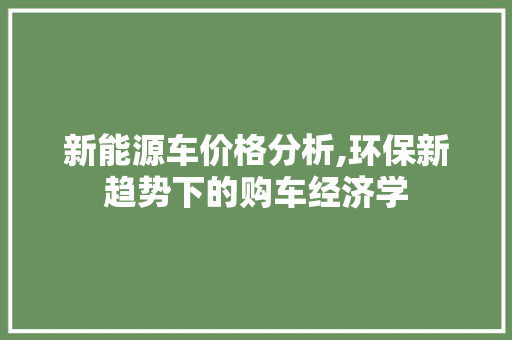 新能源车价格分析,环保新趋势下的购车经济学