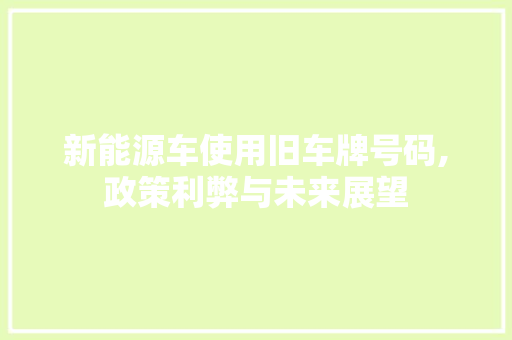 新能源车使用旧车牌号码,政策利弊与未来展望