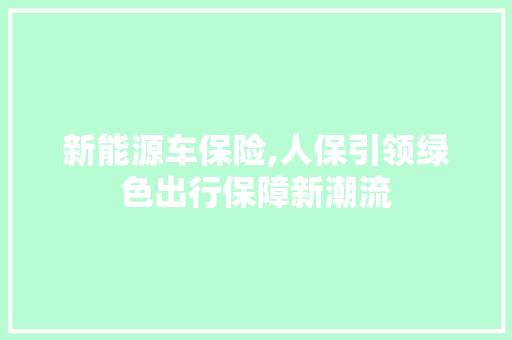 新能源车保险,人保引领绿色出行保障新潮流