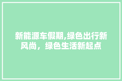 新能源车假期,绿色出行新风尚，绿色生活新起点