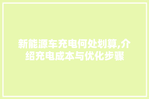 新能源车充电何处划算,介绍充电成本与优化步骤