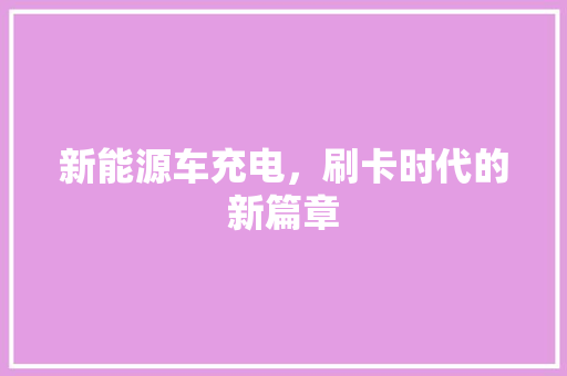 新能源车充电，刷卡时代的新篇章