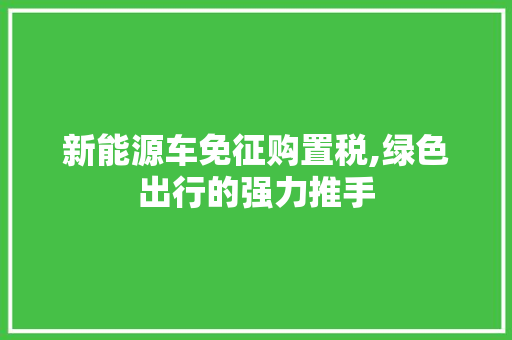 新能源车免征购置税,绿色出行的强力推手