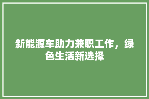 新能源车助力兼职工作，绿色生活新选择