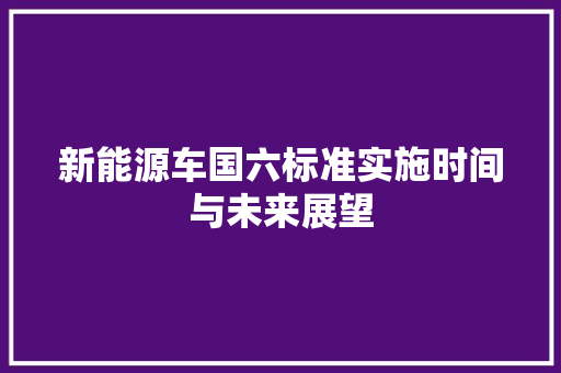 新能源车国六标准实施时间与未来展望