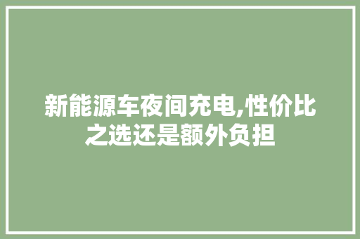 新能源车夜间充电,性价比之选还是额外负担