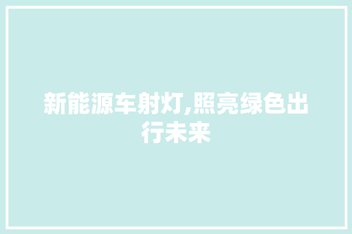 新能源车射灯,照亮绿色出行未来