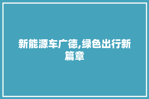 新能源车广德,绿色出行新篇章