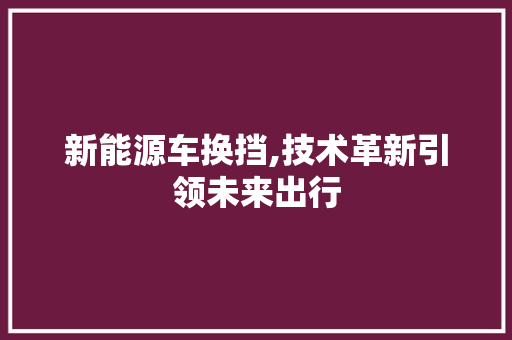 新能源车换挡,技术革新引领未来出行