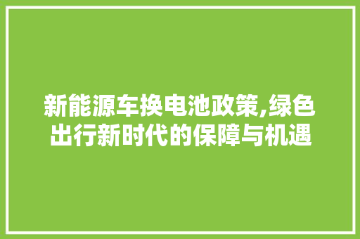 新能源车换电池政策,绿色出行新时代的保障与机遇