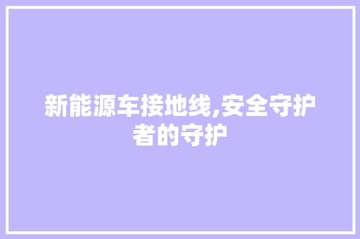 新能源车接地线,安全守护者的守护