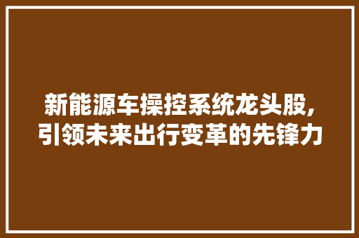 新能源车操控系统龙头股,引领未来出行变革的先锋力量