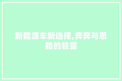 新能源车新选择,奔奔与思皓的较量