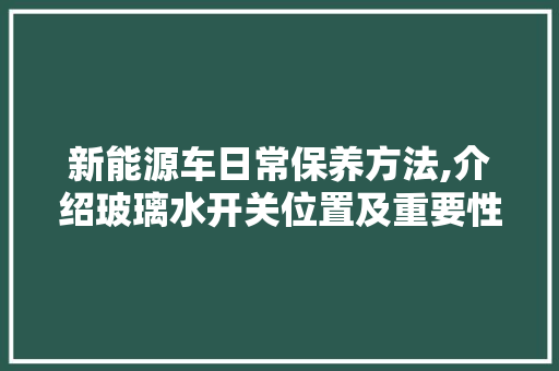 新能源车日常保养方法,介绍玻璃水开关位置及重要性