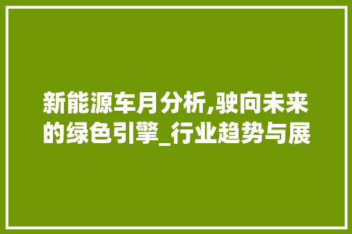 新能源车月分析,驶向未来的绿色引擎_行业趋势与展望