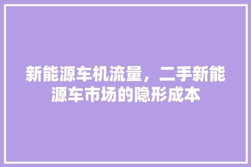 新能源车机流量，二手新能源车市场的隐形成本  第1张