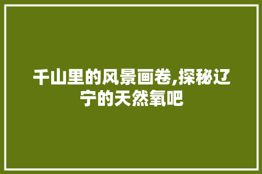 千山里的风景画卷,探秘辽宁的天然氧吧