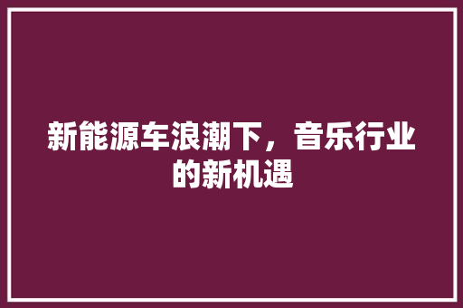 新能源车浪潮下，音乐行业的新机遇