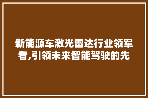 新能源车激光雷达行业领军者,引领未来智能驾驶的先锋