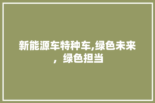 新能源车特种车,绿色未来，绿色担当