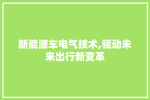 新能源车电气技术,驱动未来出行新变革