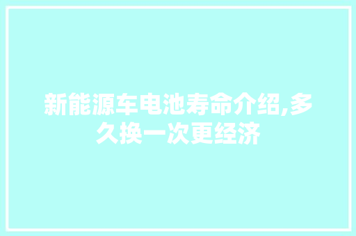 新能源车电池寿命介绍,多久换一次更经济  第1张