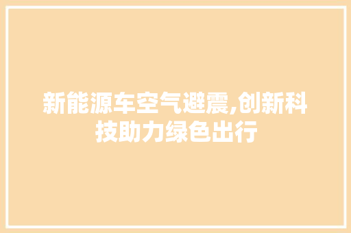 新能源车空气避震,创新科技助力绿色出行