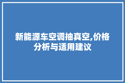 新能源车空调抽真空,价格分析与适用建议