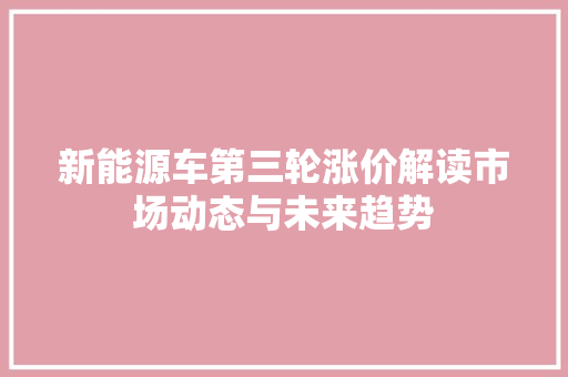 新能源车第三轮涨价解读市场动态与未来趋势