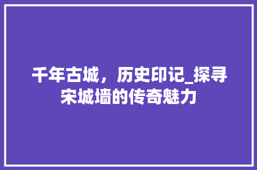 千年古城，历史印记_探寻宋城墙的传奇魅力