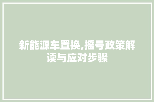 新能源车置换,摇号政策解读与应对步骤