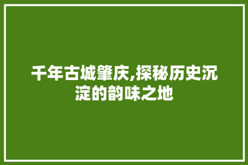 千年古城肇庆,探秘历史沉淀的韵味之地