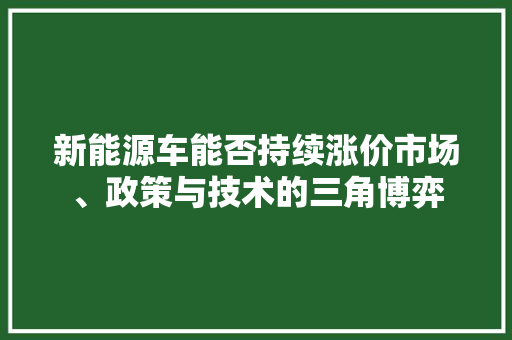 新能源车能否持续涨价市场、政策与技术的三角博弈